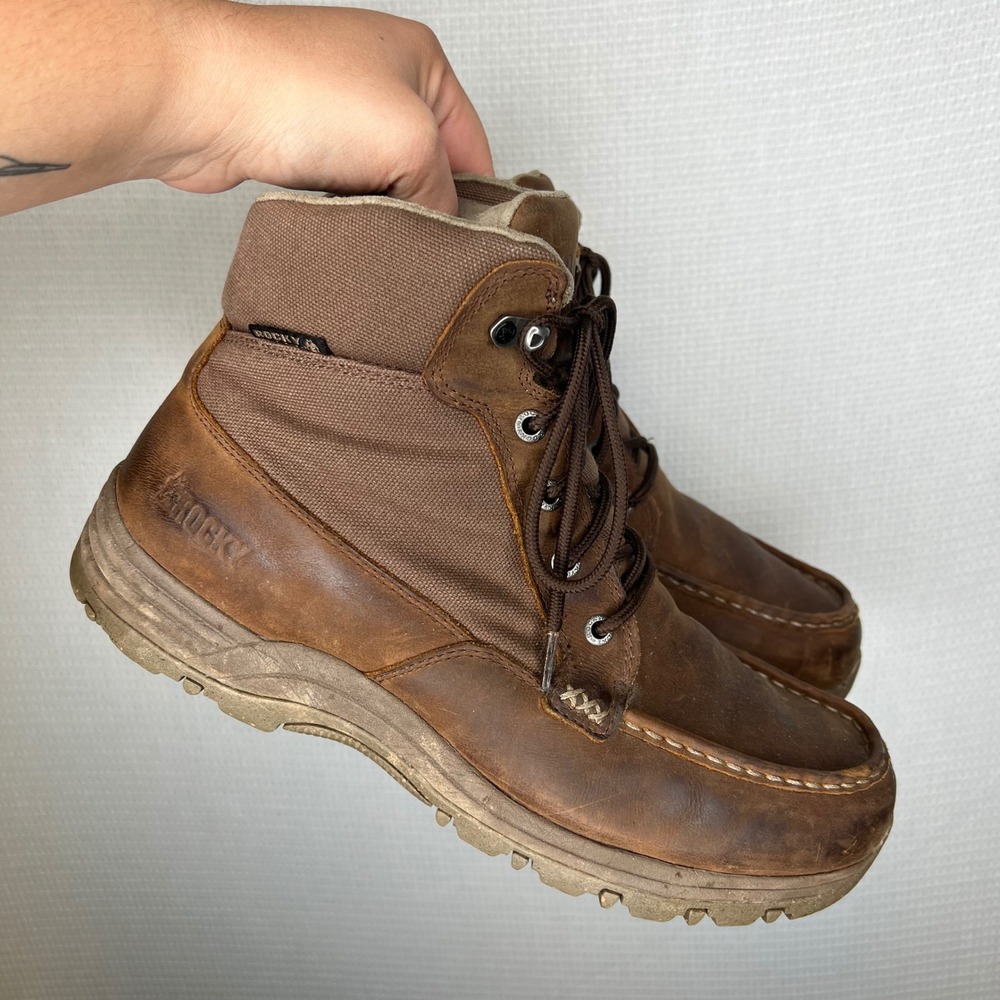 Rocky Mens Lakeland Hiker Brown Leather Waterproof Moc Toe Boots RKS0201 Size 11